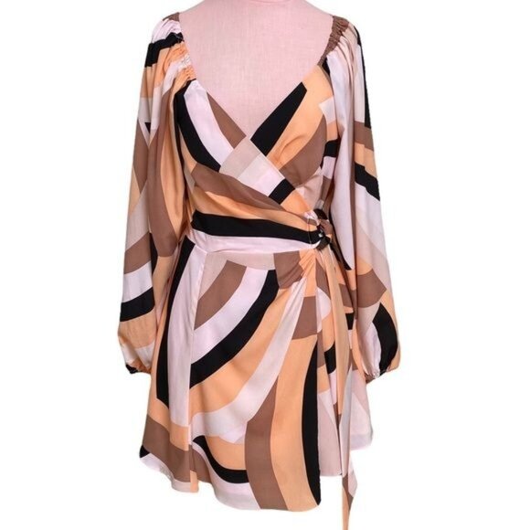 Hutch Geo Wrap Mini Dress in Pink Combo Size XS NWOT - Picture 5 of 15
